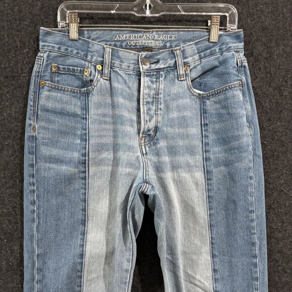 American Eagle Vintage Hi-Rise Jeans Women's 8 Blue Two Tone Button Fly Denim - Picture 3 of 13